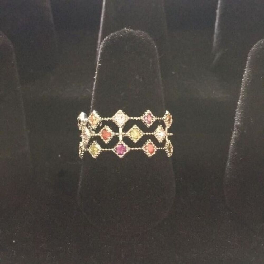 Delicate multi stone ring silver and gemstone